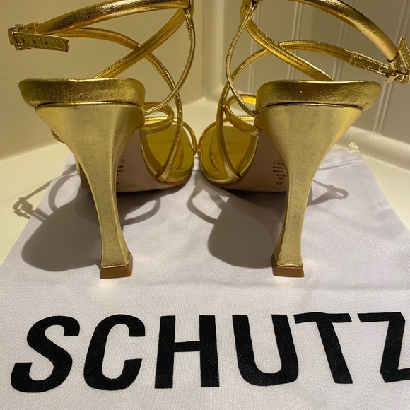 Shultz gold strappy heels.  Size 8.5.  New with box and shoe bag. - Picture 3 of 7